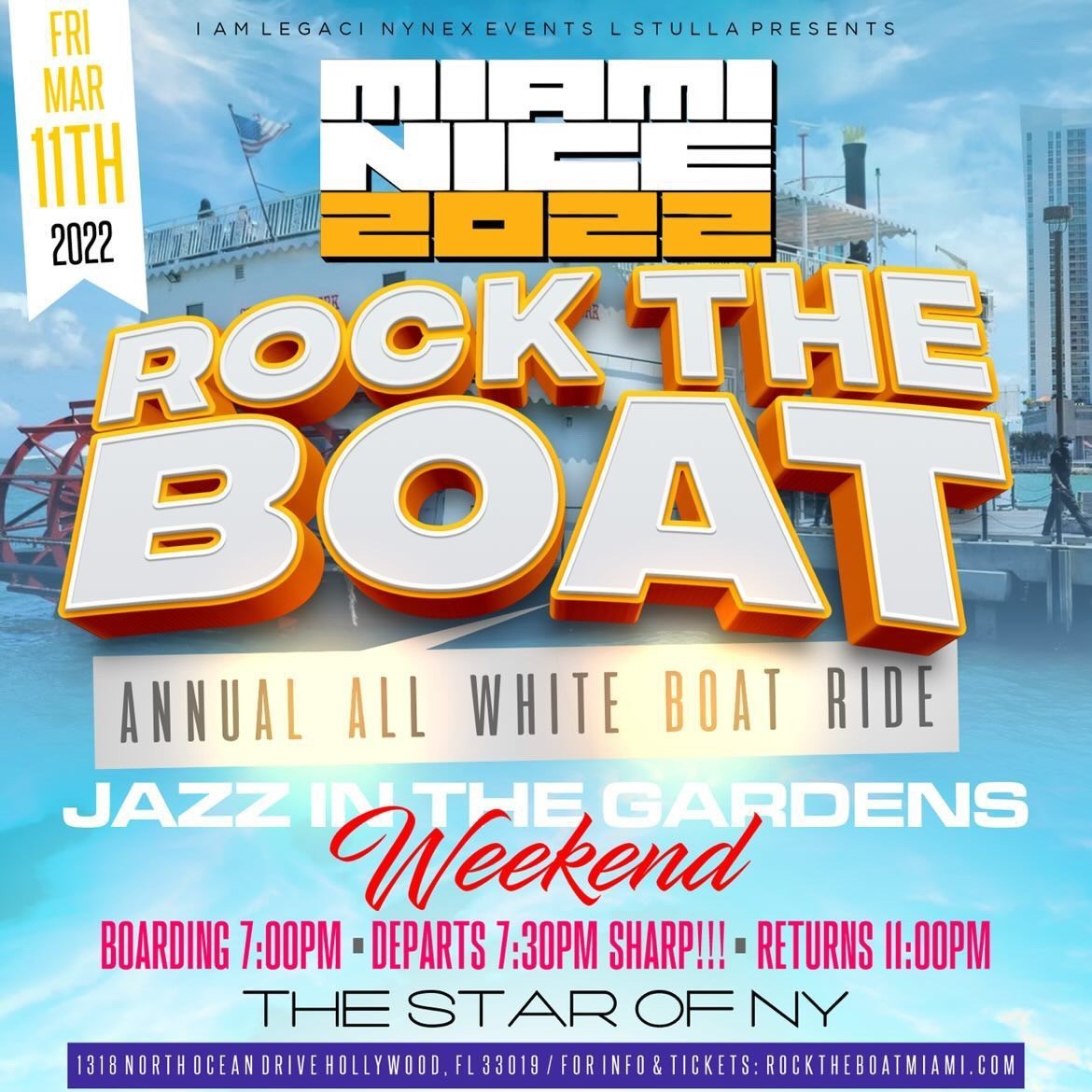 MIAMI NICE 2022 ANNUAL ALL WHITE BOAT RIDE JAZZ IN THE GARDENS WEEKEND